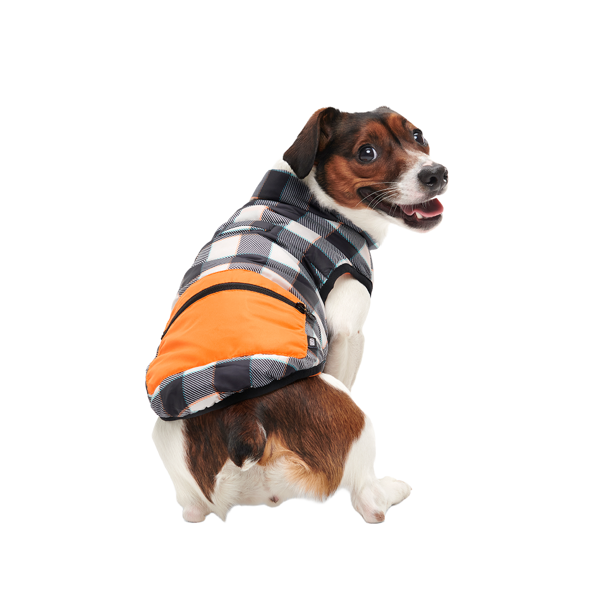 Plaid To The Bone Dog Puffer Vest#Color_Black & White#Size_S