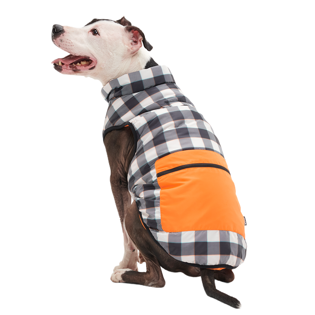 Plaid To The Bone Dog Puffer Vest#Color_Black & White#Size_L