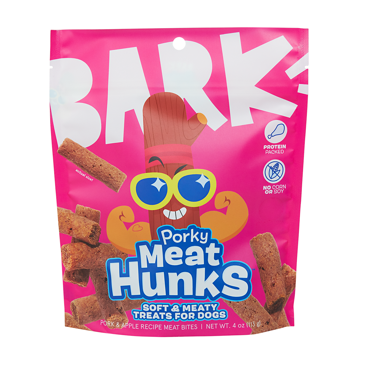 Porky Meat Hunks Dog Treats, 4 oz