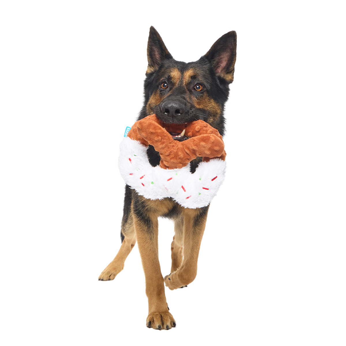White Christmas Pretzel Plush Tug Dog Toy