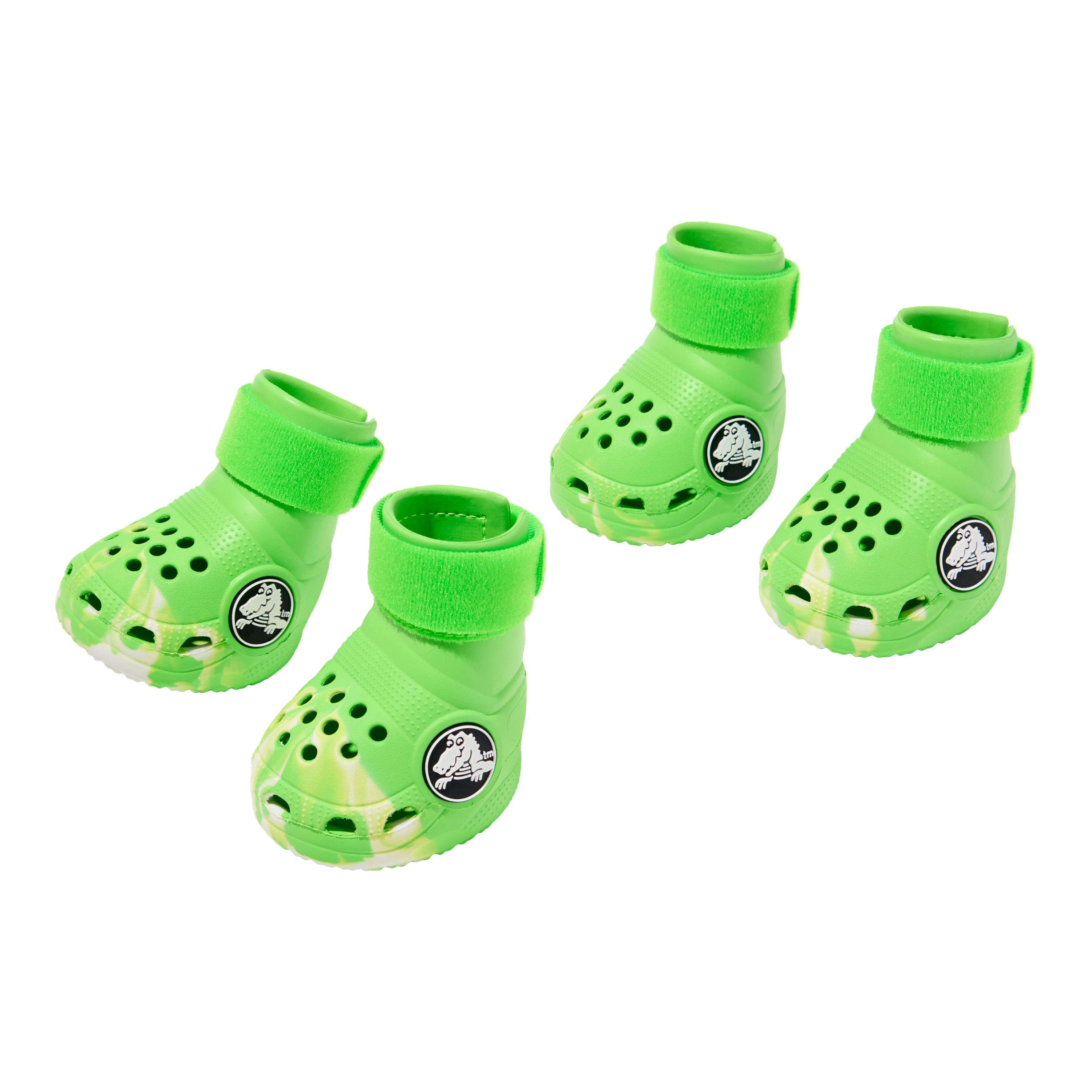 set of green dog crocs