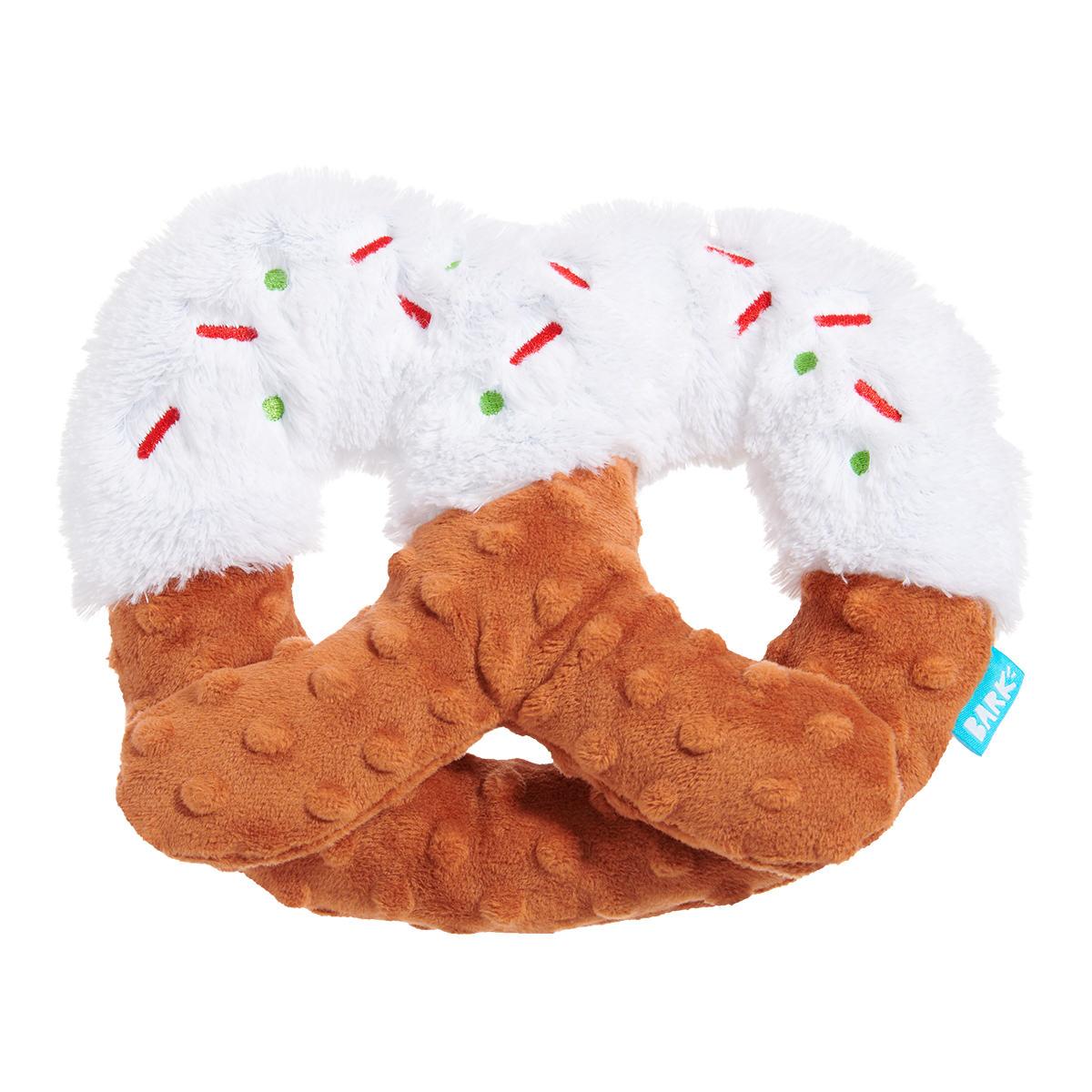 White Christmas Pretzel Plush Tug Dog Toy