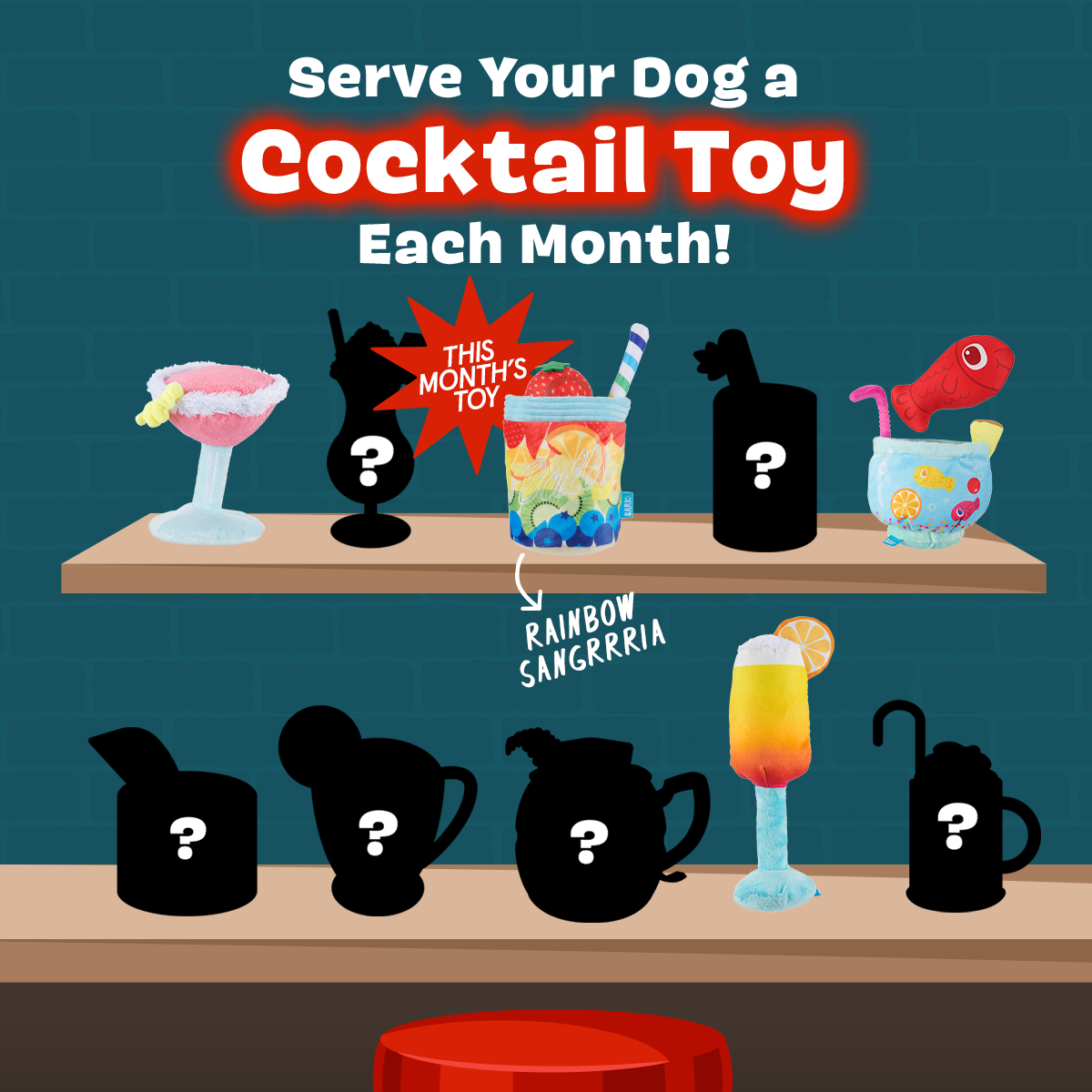 Cocktail Club, Plush Cocktail Monthly Dog Toys