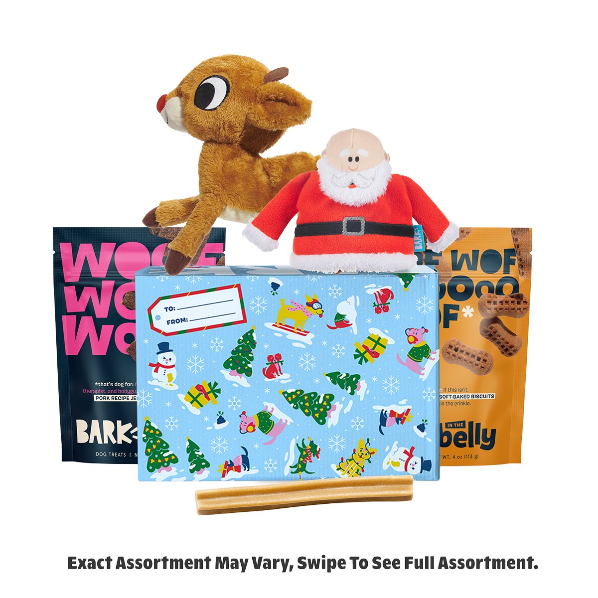 Rudolph® Holiday Gift BarkBox#Assortment_No Extra Toy #Dog Size_M/L