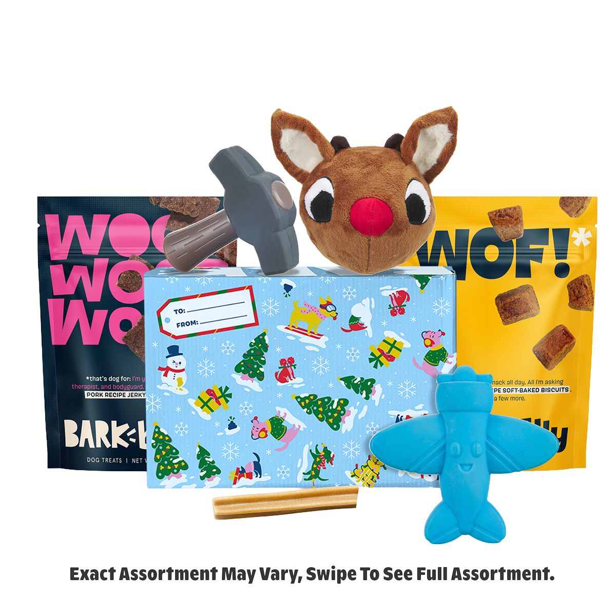Rudolph® Holiday Super Chewer Gift Box#Assortment_Extra Toy #Dog Size_S