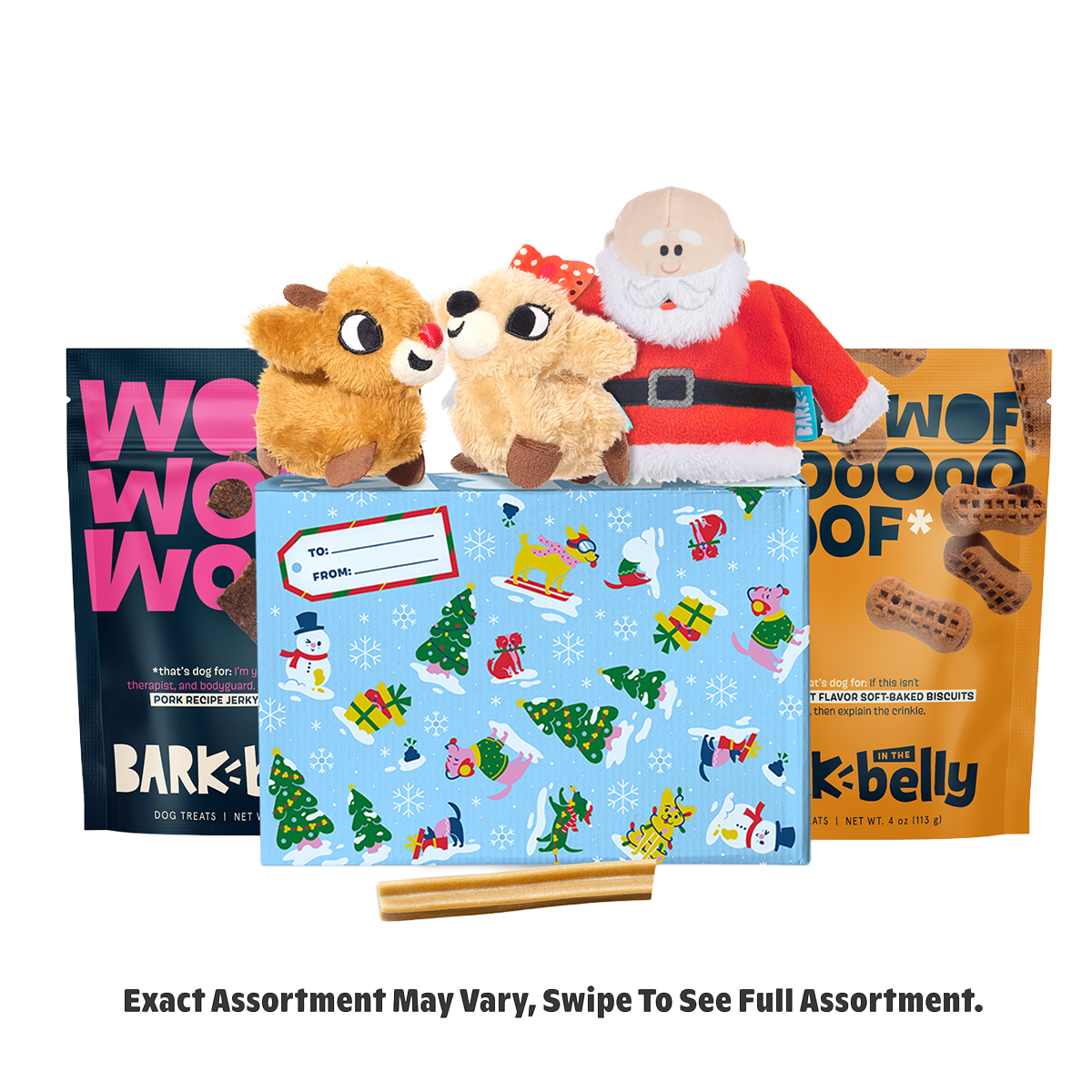 Rudolph® Holiday Gift BarkBox#Assortment_No Extra Toy #Dog Size_S