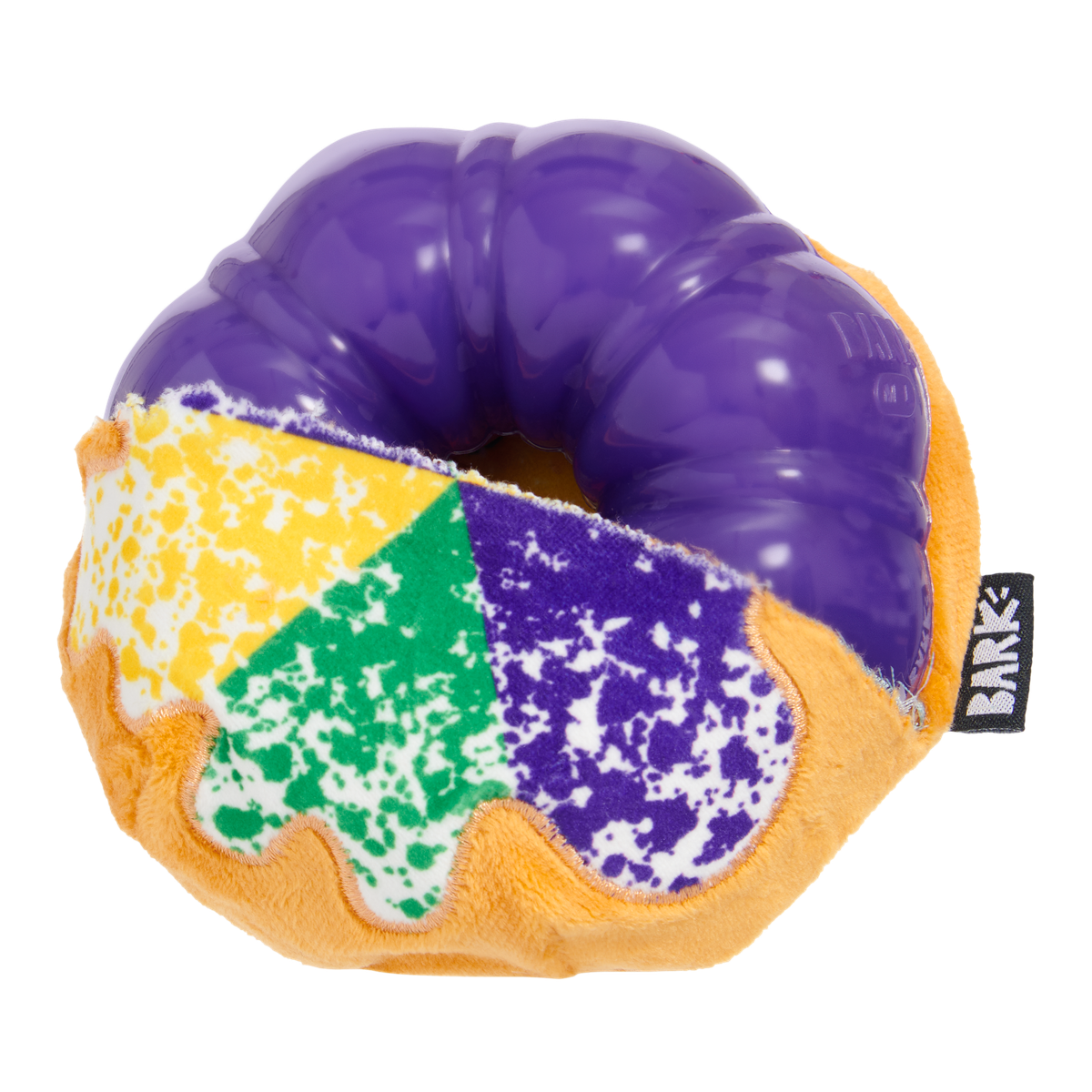 Mardi Paws King Cake Durable Super Chewer 2-in-1 Rip and Reveal + Enrichment Dog Toy