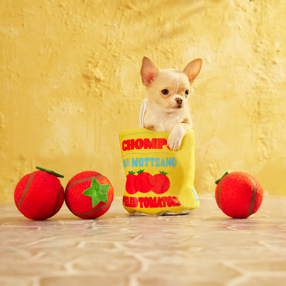 San Muttzano Tomatoes Plush Multi-Part Enrichment + Fetch Dog Toy