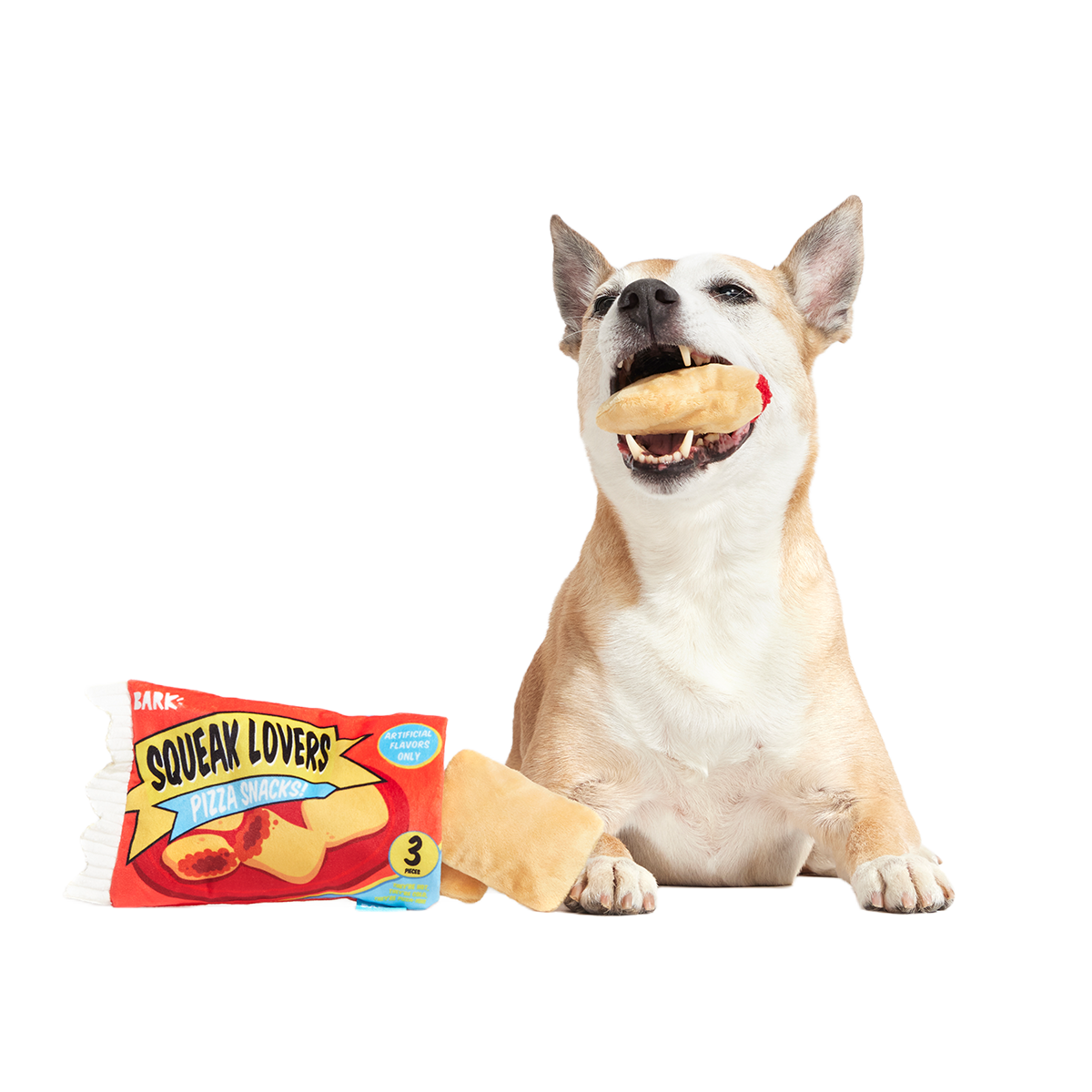 Squeak Lovers Pizza Snacks Plush Multi-Part + Enrichment Dog Toy