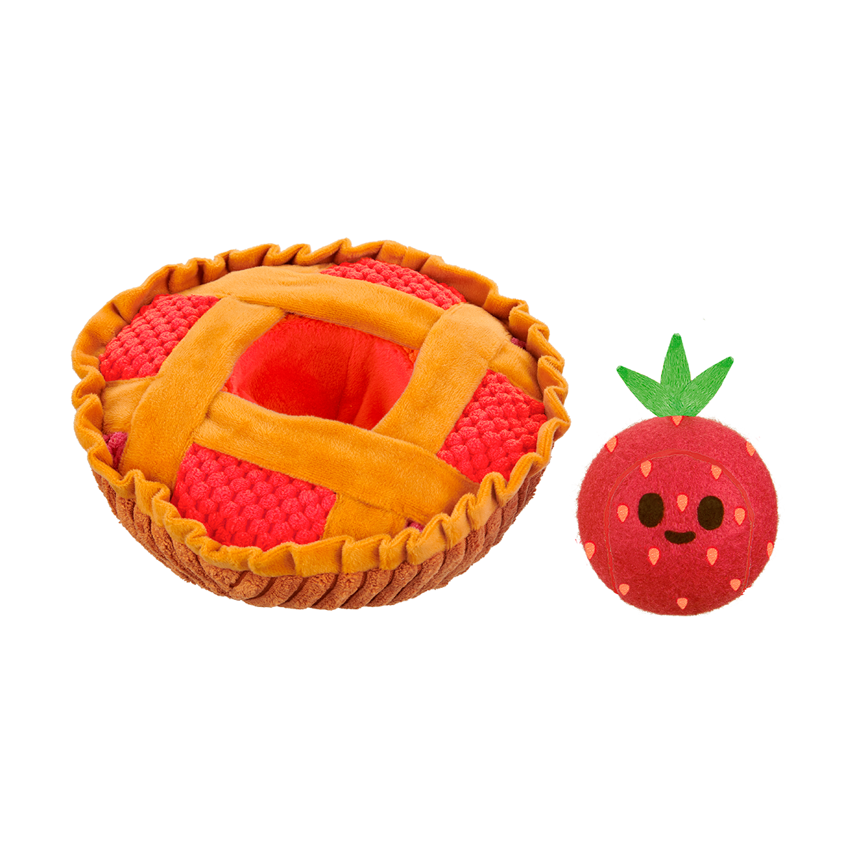 Strawberry Pie Plush Multi-Part + Enrichment Dog Toy