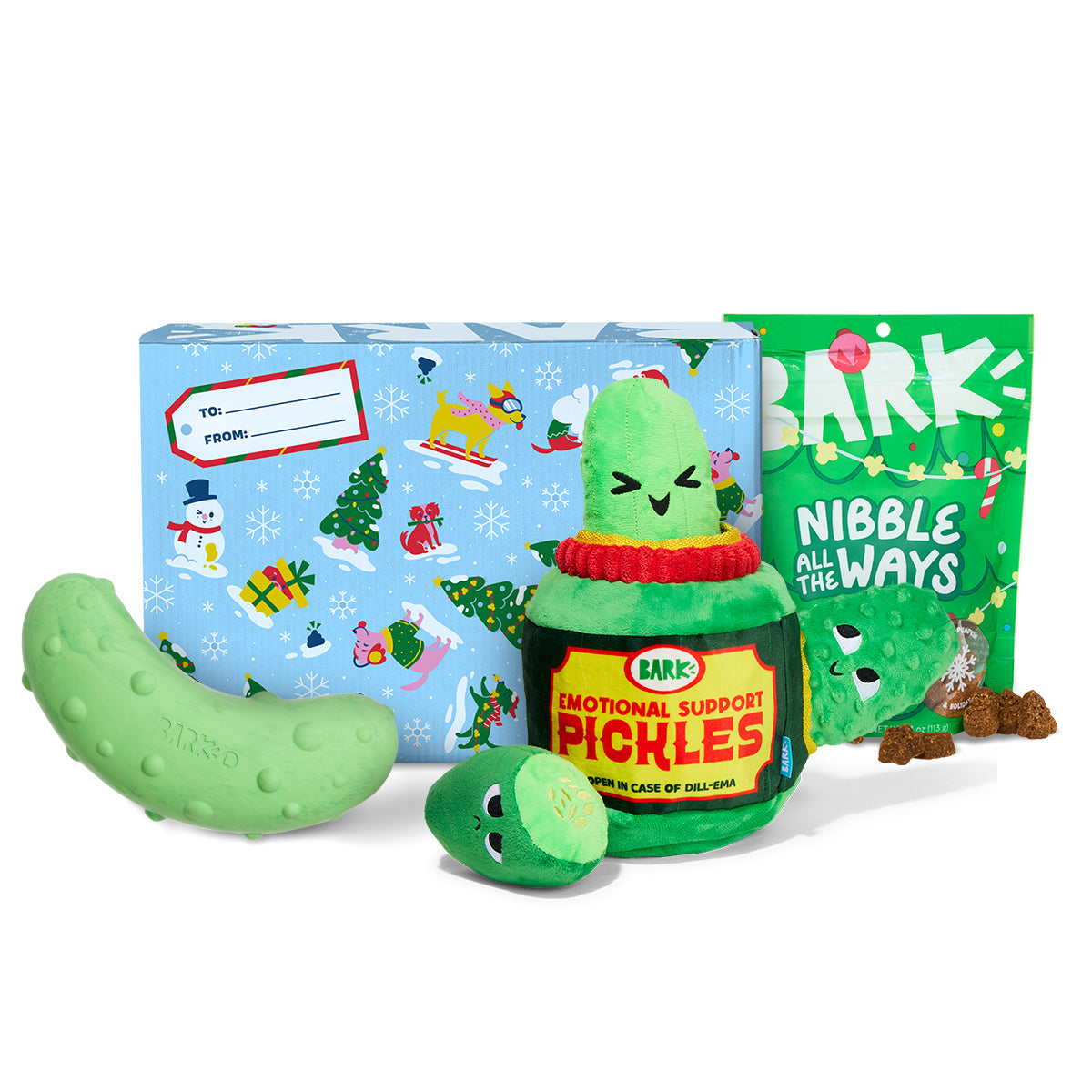 Dill-ightful Pickle Dog Toy & Treat Holiday Gift Box