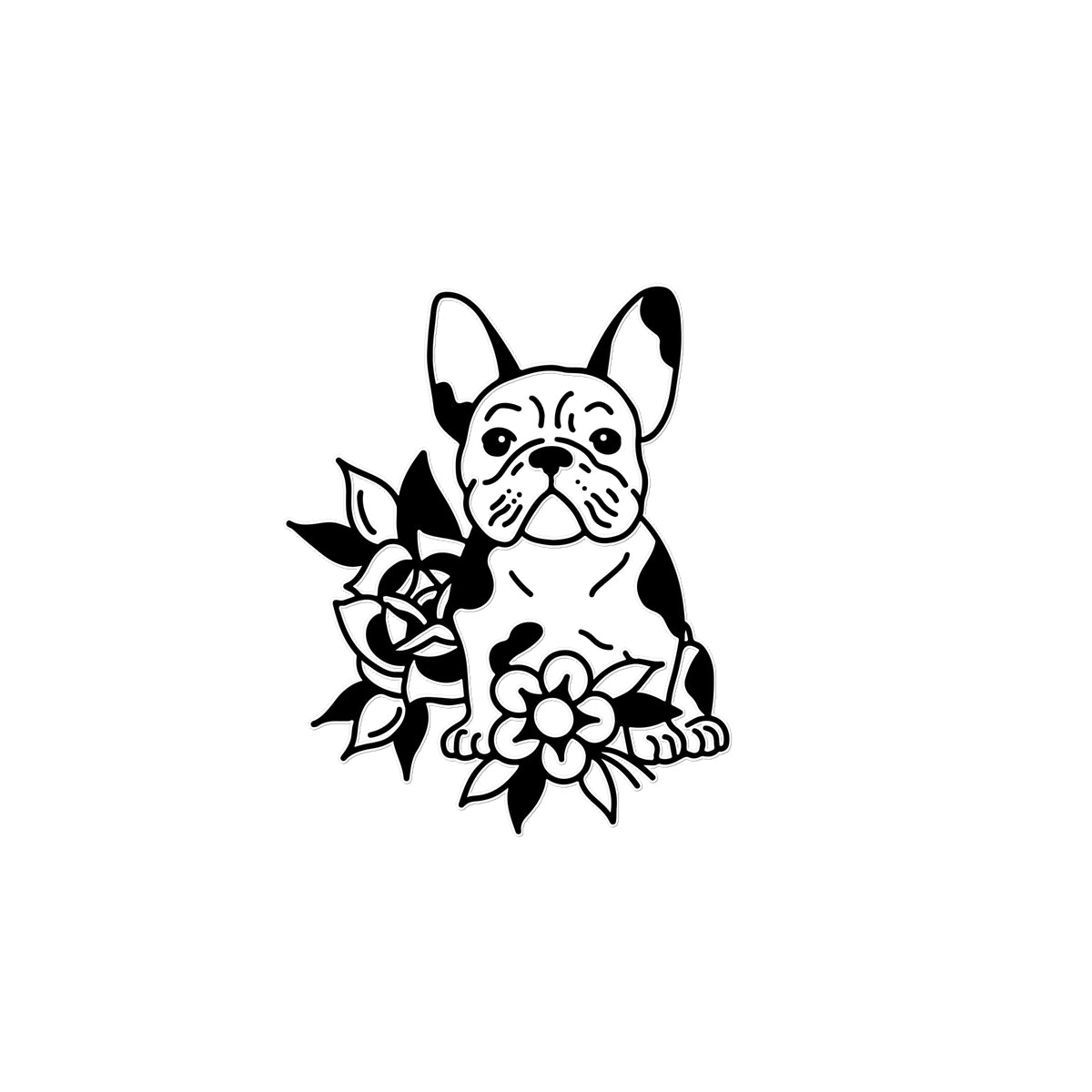 Dog Flowers Temporary Tattoo