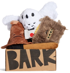 Box of dog treats and snacks labeled 'BARK.'