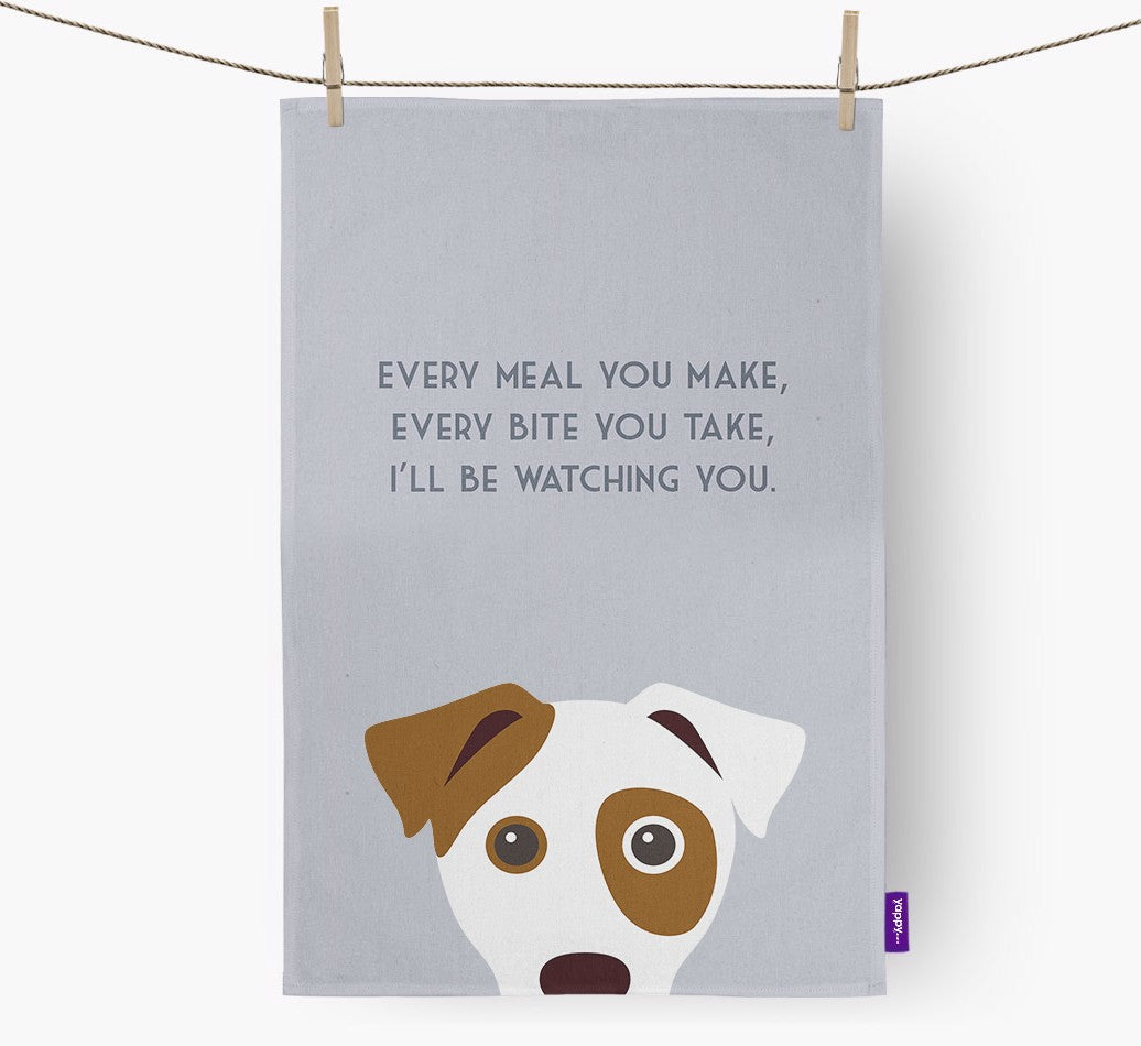 Personalized Dog Dish Towel: I’ll Be Watching You