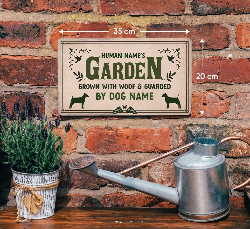 Personalized Metal Sign: Garden, Grown With Woof