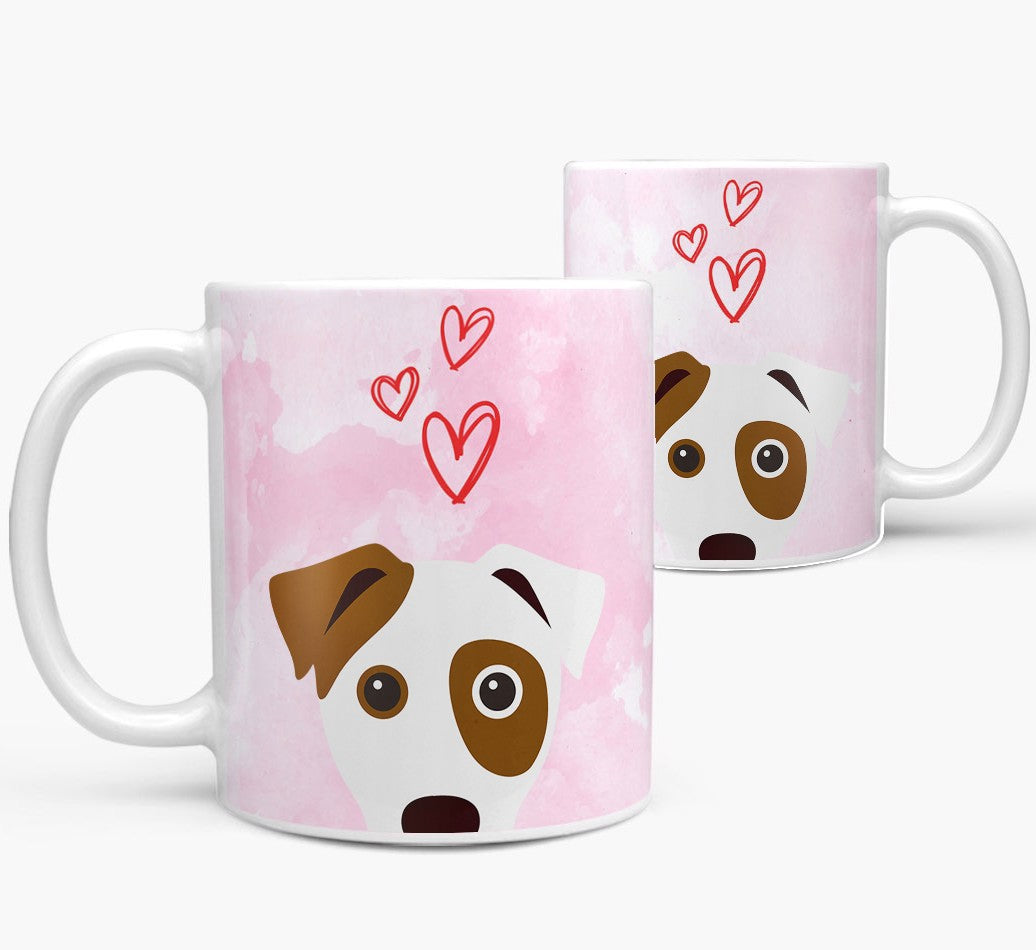 Personalized Mug: Peeking Dog & Hearts