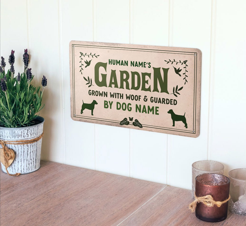 Personalized Metal Sign: Garden, Grown With Woof