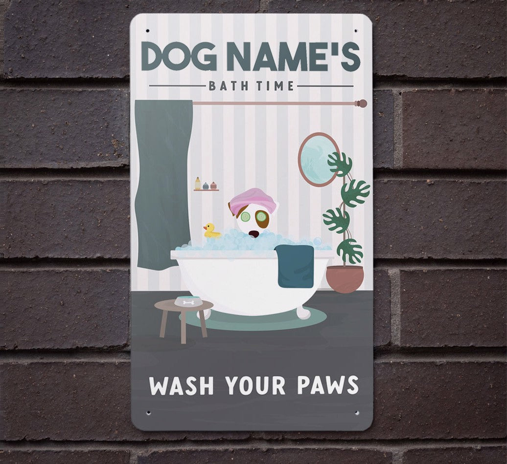 Personalized Metal Sign: Bath Time - Wash Your Paws